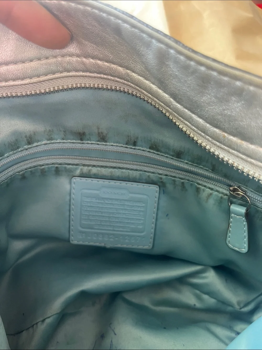 Coach Metallic Silver Leather Shoulder Bag